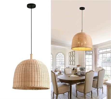 3-Light Rattan Pendant Light,17.7" Boho