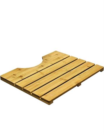 22"x18"-Bamboo Toilet Bath Mat, U-Shape Non Slip