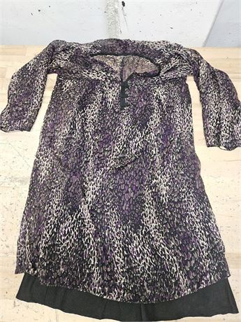 Size 0 Purple, Black Dotted Dress
