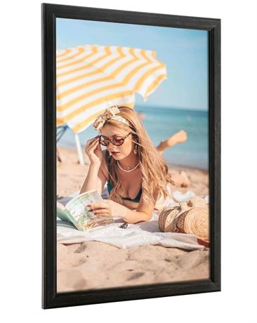 30x40 Wood Frame Black, Rustic Natural