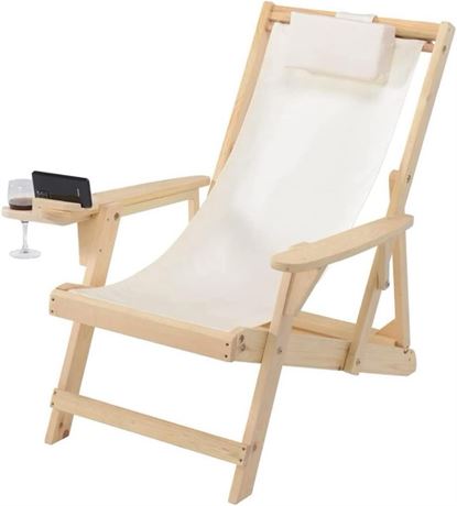 Romantic-Sling Lounge Chair, Natural/Beige