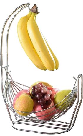 Jiallo Silver Fruit basket with Banana Hanger