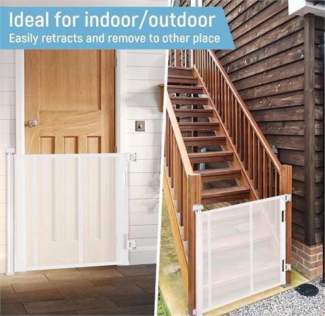Retractable Baby Gate, Baby Gate for Stairs,