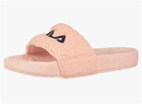 (Size 7 ) Fila Women's Fuzzy Slide Sandal pink