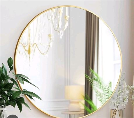 Gold Round Mirror, 24 inch Circle Mirror,