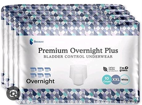 4PK Of 10Ct Ea Premium Overnight Plus Underwear,