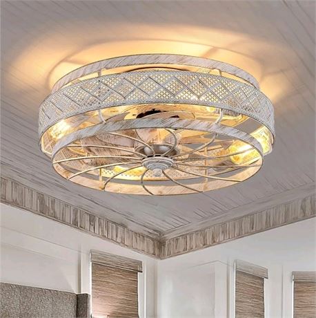 Caged Ceiling Fans with Lights Remote