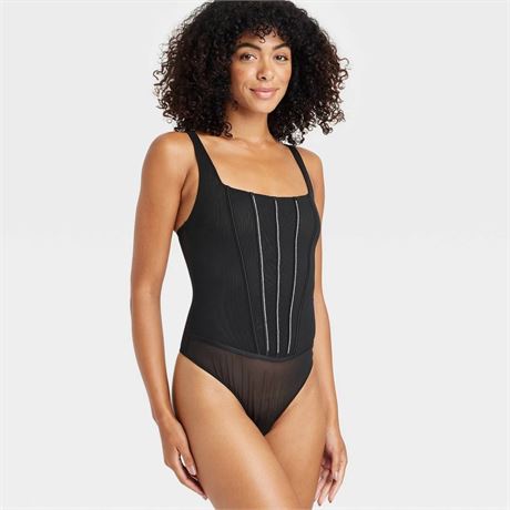 Women's Rhinestone Lingerie Bodysuit - Auden Black