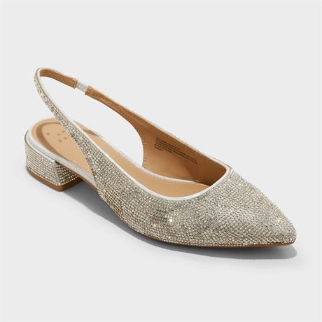 Women's Elle Rhinestone Slingback Pointed Toe Heel