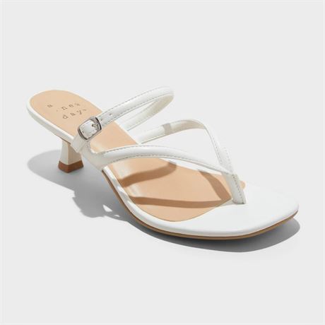 Women's Sayler Thong Heels - a New Day White 8.5