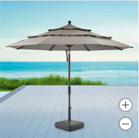 11ft Wood-Look Collar Tilt Aluminum Umbrella
