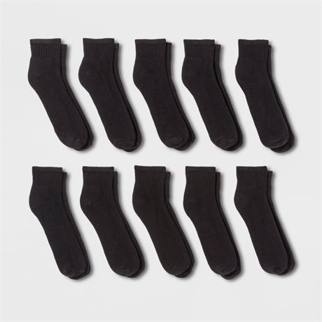 Men's Quarter Socks 10pk - Goodfellow & Co™ Black