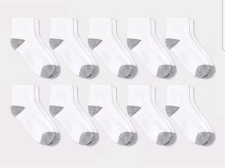 L) Boys' 10pk Ankle Athletic Socks -