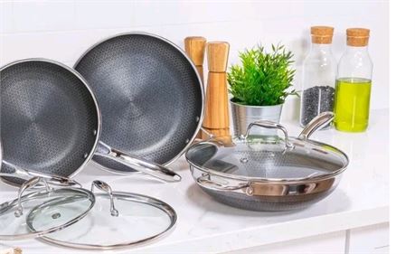 Hexclad 3pcs pan set (no lids)