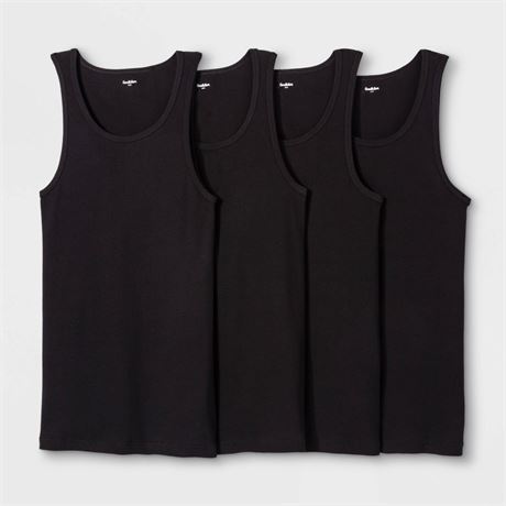 Men's 4pk Ribbed Tank Top - Goodfellow & Co™ Blac