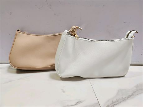 Two handbags pu leather white and light brown