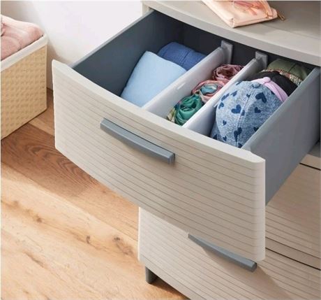 Set of 2 Plastic Drawer Dividers White -