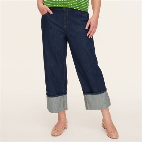 Women's High-Rise Straight Leg Wide Cuff Jeans -