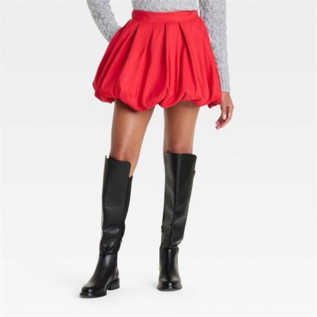 Women's Bubble Hem Mini Skirt - A New Day™ Red L: