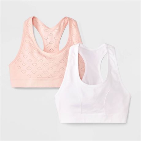 Girls' 2pk 'Hearts' Printed Sports Bra - Cat & Ja