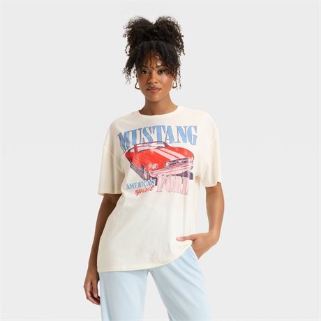 Women's Mustang Oversized Graphic T-Shirt - Off-W