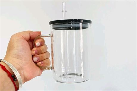 Two pack glass mug with lid