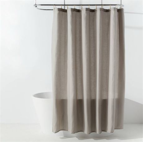 Fabric Herringbone Shower Curtain Gray