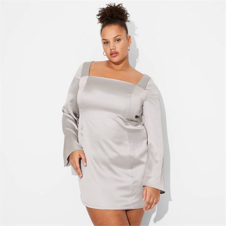 Women's Bell Long Sleeve Satin Mini Bodycon Holid