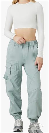 (L) Women's Twill Cargo Joggers Teal