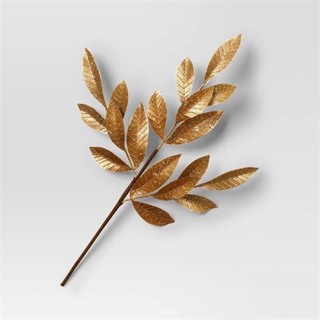 (3pk)17 Gold Metallic Leaf Artificial Stem -