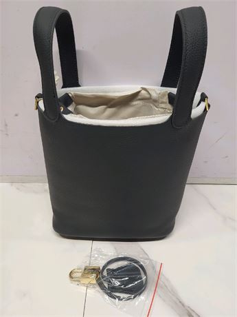 Gold Lock Cowhide Handbag