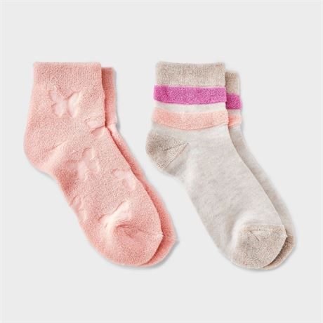 Girls' 2pk French Terry Butterfly Socks - art cla