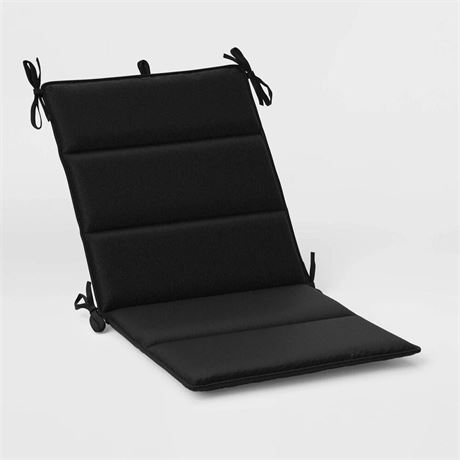 20"x43" Solid Outdoor Chair Cushion Black - Room E