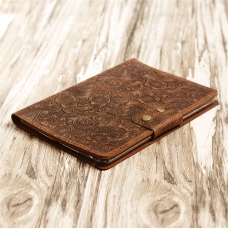 iPad Leather Portfolios- Tooled Brown