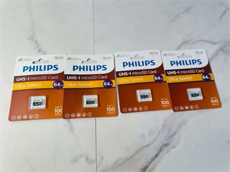 Set of 4 - Phillips Micro SD Card Ultra Speed 64GB