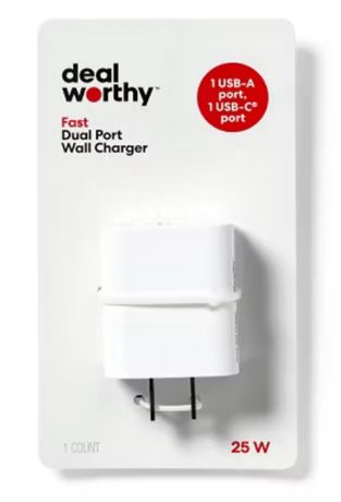 Dual Port 25W USB-A and USB-C Wall Charger