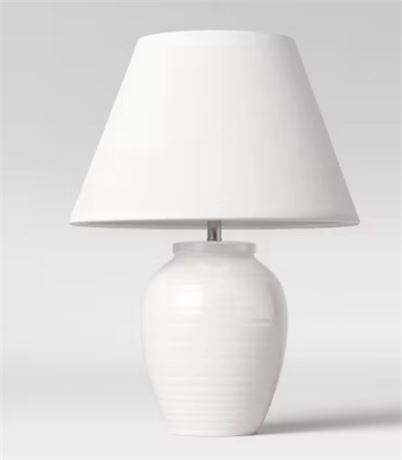 Turned Ceramic Table Lamp White