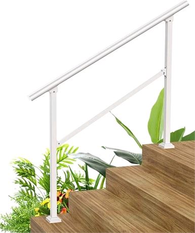 -KINBOSD 4 Steps Stair Handrail-White-