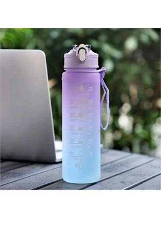 Water Bottle With LID Time Markings,