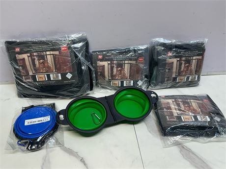 Mesh Dog Gates & Two Bowl Dog Bowls
