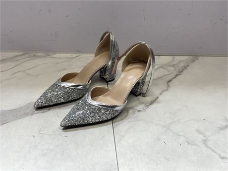 (Size4.5) Women’s Silver Glitter High Heels