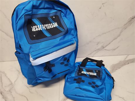 Blue Backpack and Lunch Bag Set