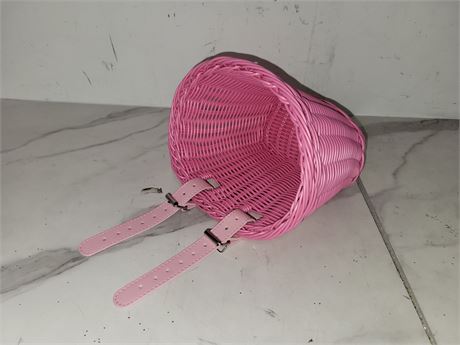 Pink Wicker Bicycle Basket