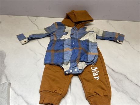(3-6Months) Size Infant Plaid Hoodie Outfit