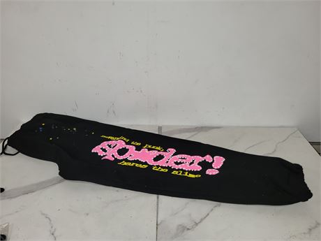 (L) Black Sweatpants with Graphic Print