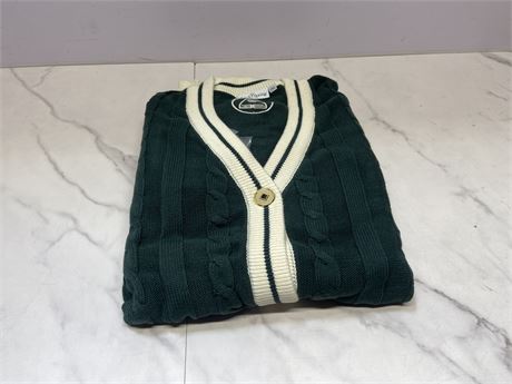 (2XL) Green Cable Knit Cardigan