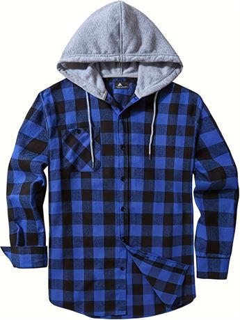 Plus Size Men's Plaid Hooded Shirt (6XL)