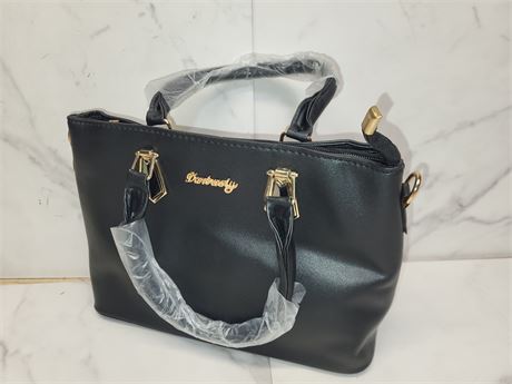 Black Handbag with Gold Accents
