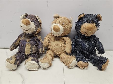 Lot of 3 Patchwork Teddy Bears