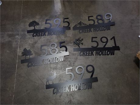 Lot of 5 Creek Hollow Metal Signs